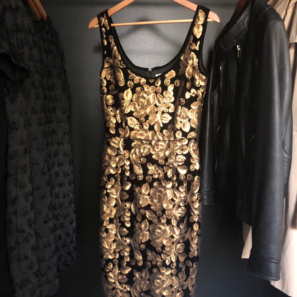Tatyana Boutique Velvet & Metallic Dress Sz M/L